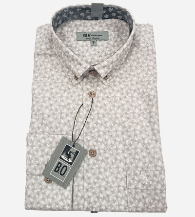Chemise beige claire imprimé fantaisie. Homme | Bande Originale