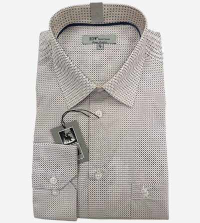 Chemise à motifs fantaisie bleu navy et jaune. Homme. Bande Originale