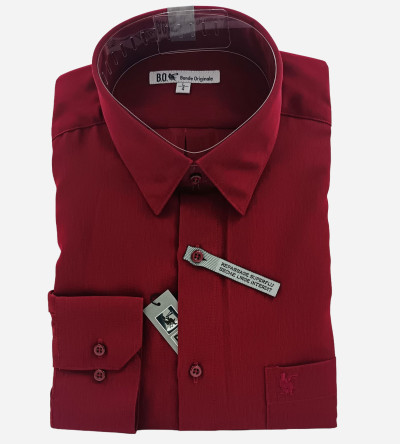Chemise micro-fibre bordeaux manches longues homme Bande Originale