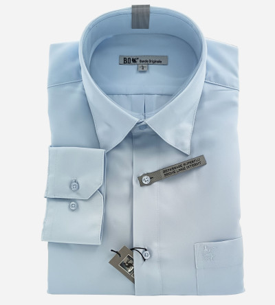 Chemise micro-fibre bleu ciel manches longues homme Bande Originale