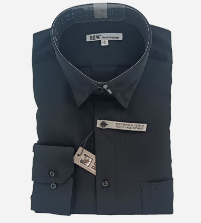 Chemise micro-fibre noire manches longues homme Bande Originale