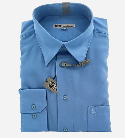 Chemise micro-fibre bleue manches longues homme Bande Originale