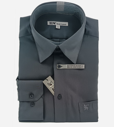Chemise micro-fibre gris anthracite manches longues homme Bande Originale