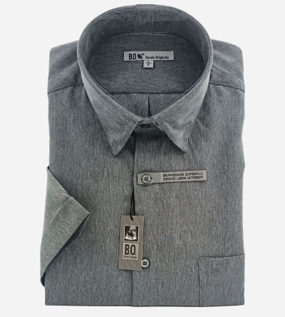 Chemise micro-fibre gris perle manches courtes homme Bande Originale