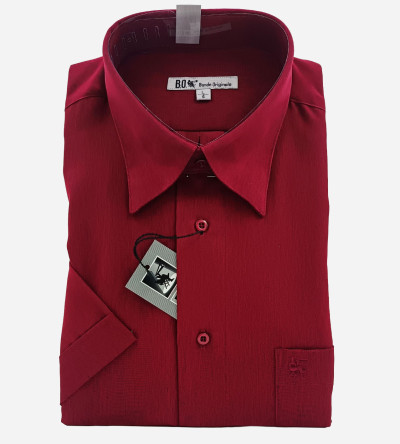 Chemise micro-fibre bordeaux manches courtes homme Bande Originale