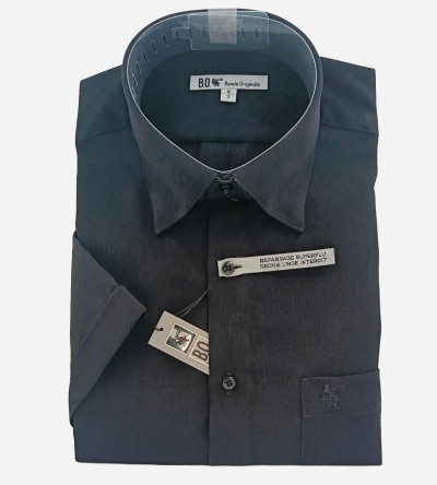 Chemise micro-fibre noir manches courtes homme Bande Originale