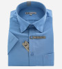 Chemise micro-fibre bleue manches courtes homme Bande Originale