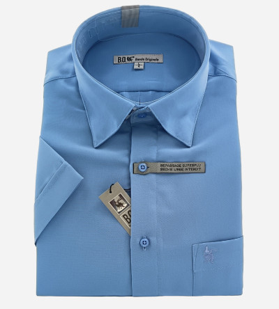 Chemise micro-fibre bleue manches courtes homme Bande Originale
