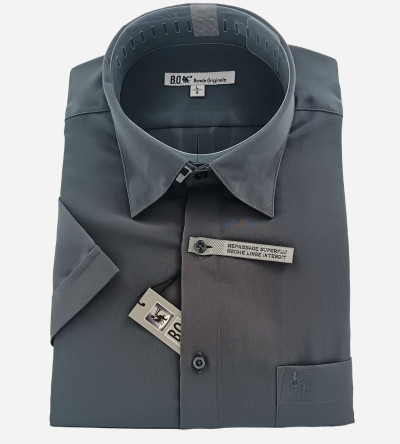 Chemise micro-fibre gris foncé manches courtes homme Bande Originale
