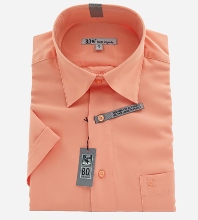 Chemise micro-fibre orange manches courtes homme Bande Originale