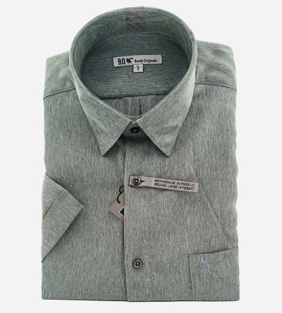 Chemise micro-fibre vert kaki manches courtes homme Bande Originale