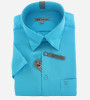Chemise micro-fibre turquoise manches courtes homme Bande Originale