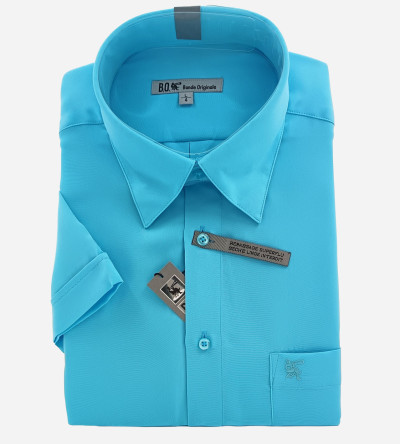 Chemise micro-fibre turquoise manches courtes homme Bande Originale