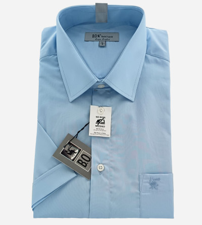 Chemise bleu ciel classique sans repassage manches courtes homme Bande Originale