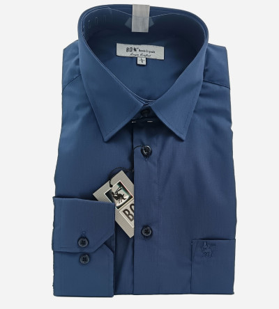 Chemise bleu Navy classique coton mélangé homme Bande Originale