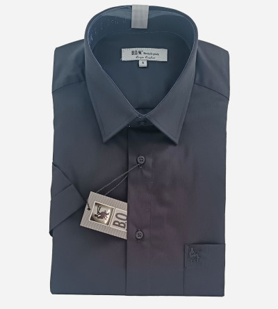 Chemise noire classique coton mélangé homme Bande Originale manches courtes