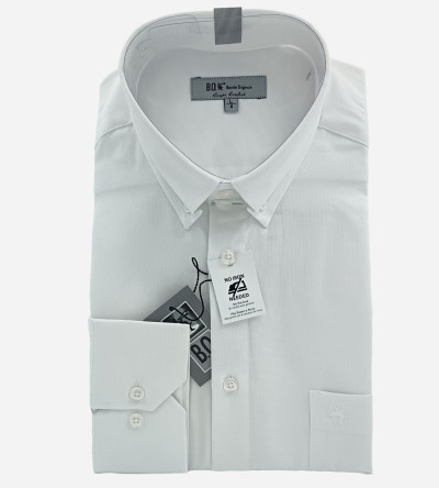 Chemise blanche sans repassage col boutonné homme Bande Originale