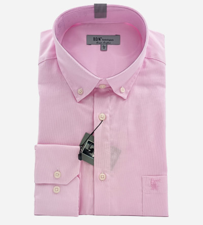 Chemise rose sans repassage col boutonné homme Bande Originale