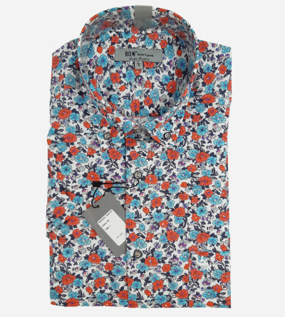 Chemise imprimé fleurs rouge et bleu homme Bande Originale