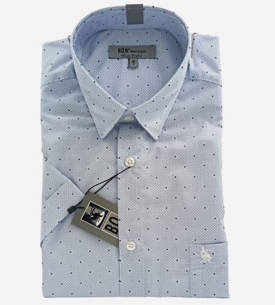 Chemise bleu ciel manches courtes à petits motifs carrés homme Bande Originale