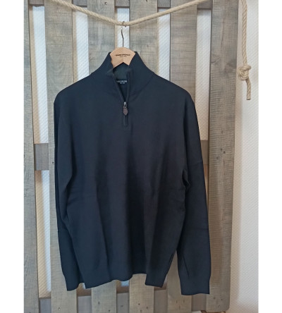 Pull coton & cachemire col camionneur bleu marine homme Bande Originale