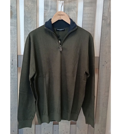 Pull coton & cachemire col camionneur kaki homme Bande Originale