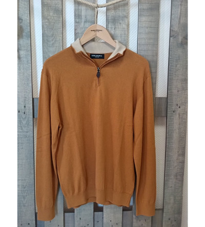 Pull coton & cachemire col camionneur marron homme Bande Originale