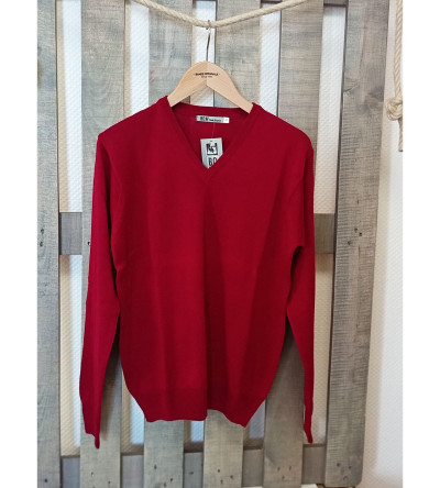 Pull col V bordeaux homme Bande Originale