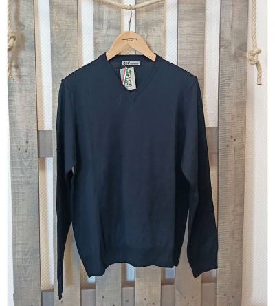 Pull col V bleu Navy homme Bande Originale