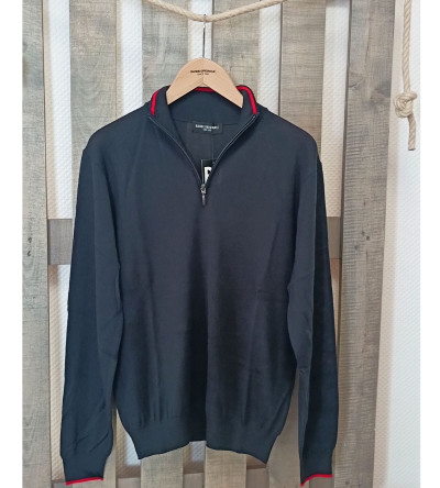 Pull col zippé bleu Navy homme Bande Originale