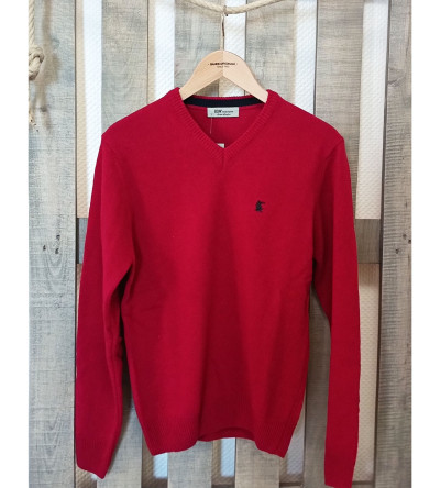 Pull col V rouge laine mélangée homme Bande Originale
