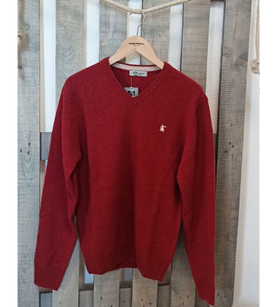Pull col V rouille laine mélangée homme Bande Originale