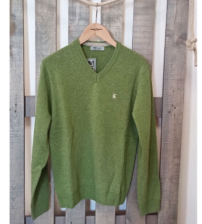 Pull col V vert clair laine mélangée homme Bande Originale