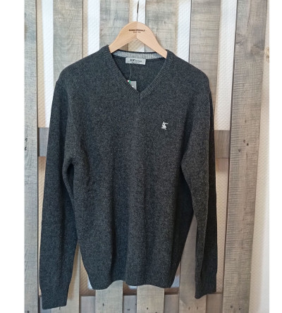 Pull col V gris anthracite laine mélangée homme Bande Originale