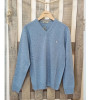Pull col V bleu ciel laine mélangée homme Bande Originale