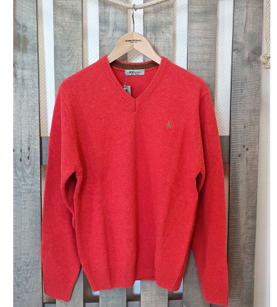 Pull col V orange laine mélangée homme Bande Originale