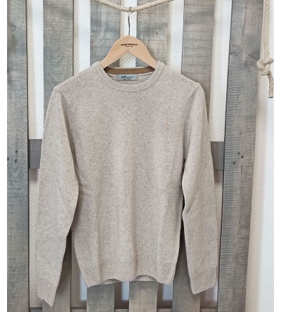 Pull col rond beige clair laine mélangée homme Bande Originale