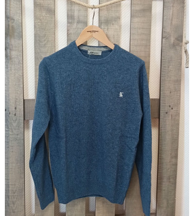 Pull col rond bleu indigo laine mélangée homme Bande Originale