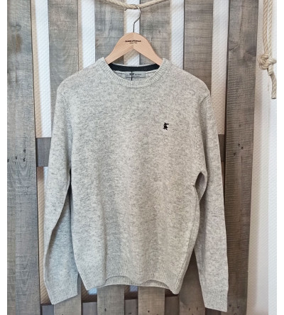 Pull col rond gris perle laine mélangée homme Bande Originale