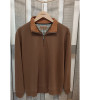 Sweat col zippé noisette en coton mélangé homme Bande Originale