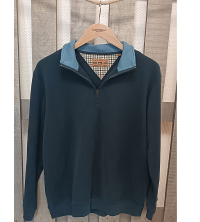 Sweat col zippé bleu Navy en coton mélangé homme Bande Originale