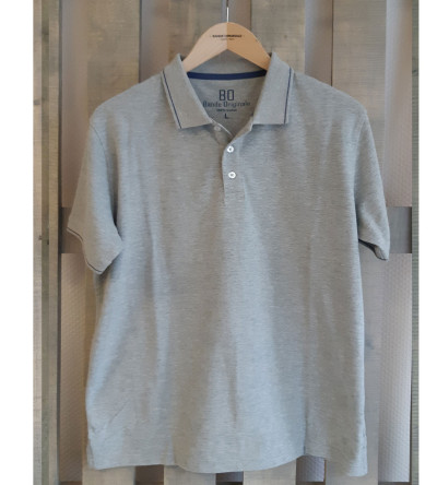 Polo manches gris à liseré bleu homme Bande Originale