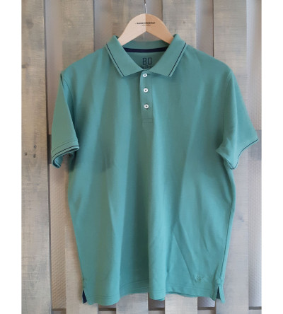 Polo manches vert à liseré bleu homme Bande Originale