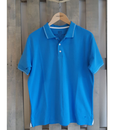 Polo manches bleu à liseré blanc homme Bande Originale