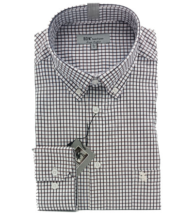 Chemise à carreaux marine et marron homme Bande Originale