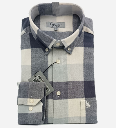 Chemise à carreaux gris et beige homme Bande Originale