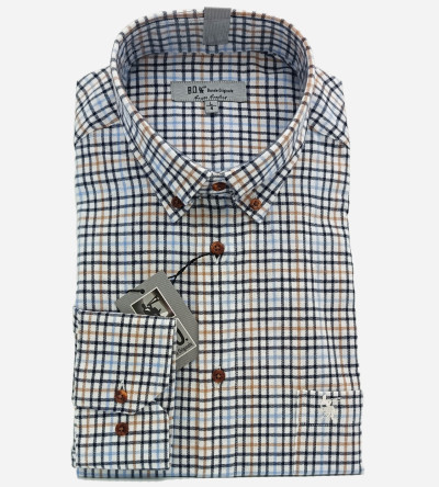 Chemise à petits carreaux bleu gris et beige homme Bande Originale