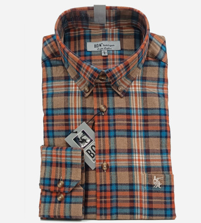 Chemise marron à carreaux bleu et orange homme Bande Originale