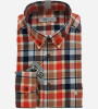 Chemise beige à carreaux orange et bleu homme Bande Originale