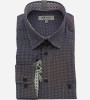 Chemise bleue à motifs fantaisie blanc et beige. Homme. Bande Originale